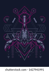 Scorpion King with sacred geometry pattern