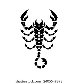 scorpion logo, abstract, zodiac sign sharp scorpio, tribal tattoo design graphic illustration symbol in trendy outline linear vector