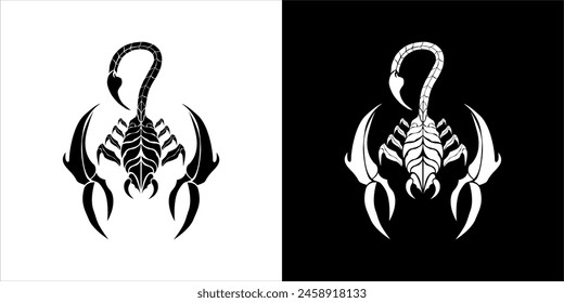 The scorpion logo is black and white which can be used for tattoos, stickers, and so onThe scorpion logo is black and white which can be used for tattoos, stickers, and so on