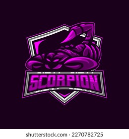 Logo de Scorpion. Plantilla de Ilustración del Vector del logotipo de la mascota Escorpión E-Sport