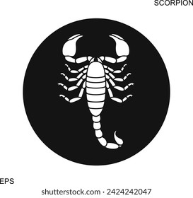 Logo de Scorpion. Escorpión aislado sobre fondo blanco