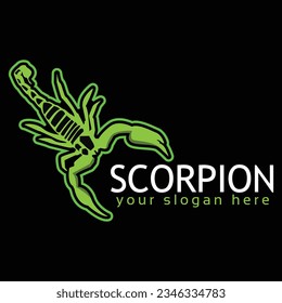 Scorpion logo vector. Animal icon illustration isolated on green background.