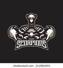 Vector de diseño de logotipo de mascota Scorpion con el concepto de ilustración moderna para impresión de insignias, emblemas y camisetas. Ilustración de escorpión enojada para el equipo deportivo y deportivo.