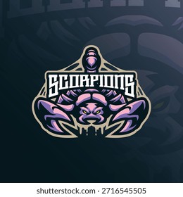 Skorpion Maskottchen Logo Design Vektor. Skorpion-Illustration für Sport- und Sportteam.