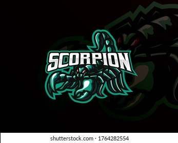 Scorpion mascot sport logo design. Scorpion animal mascot vector illustration logo. Wild scorpion invertebrates mascot, Emblem design for esports team. Vector illustration