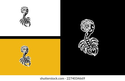 scorpion monster vector line art flat design