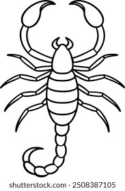 Scorpion outline illustration art, smooth line art like silhouette on white background