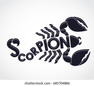 scorpion outline shape text label