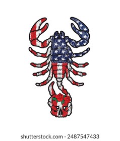 Scorpion scorpio zodiac USA american flag vector illustration