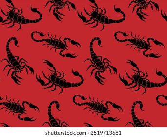 scorpion seamless design pattern illustration red black background