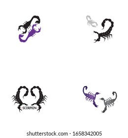 Icono de conjunto de escorpiones e ilustración vectorial de símbolo en fondo blanco