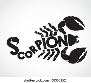 scorpion shape text label