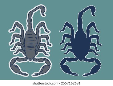 Scorpion silhouette, scorpion animal silhouette vector illustration