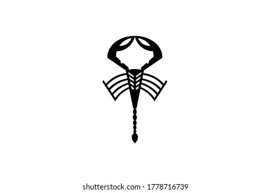 Scorpion silhouette with claw illustration of scorpio zodiac horoscope for retro classic vintage venom tattoo creative idea logo design vector