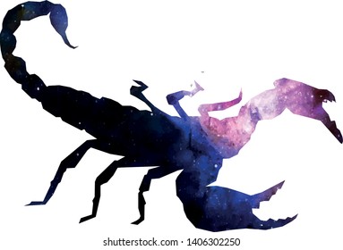 scorpion silhouette with galaxy stars