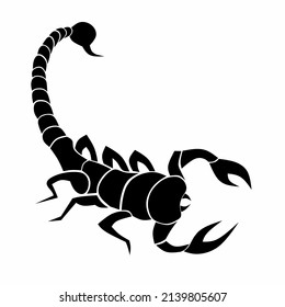 Scorpion silhouette graphic vector illustration. Featuring elements such as its iconic venomous tail and pincers, perfect for symbolism or visual storytelling in graphic design.