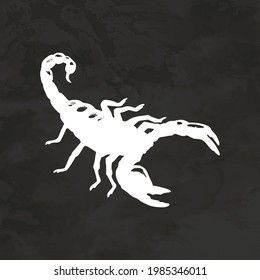 scorpion Silhouette Hand Drawn Sketch Engraving Style Retro Vintage Vector Illustration