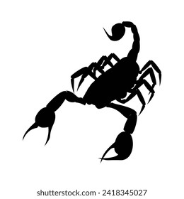 Scorpion Silhouette on white background simple black scorpio for logo design.