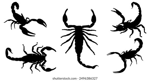 Scorpion silhouette vector design set