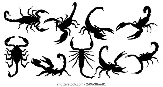 Scorpion silhouette vector design set