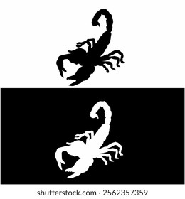 Scorpion silhouette vector illustration, black and white design 