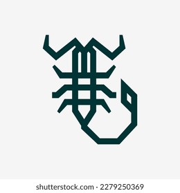 scorpion simple line icon logo vector design, modern poisonous animal logo pictogram design 
