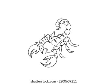 Dibujo de una sola línea Scorpion, ilustración de vector de línea continua