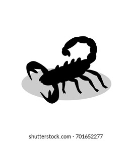 Scorpion sting black silhouette animal. Vector Illustrator.