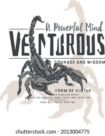 Scorpion text with vector illustrations. For t-shirt prints and other uses