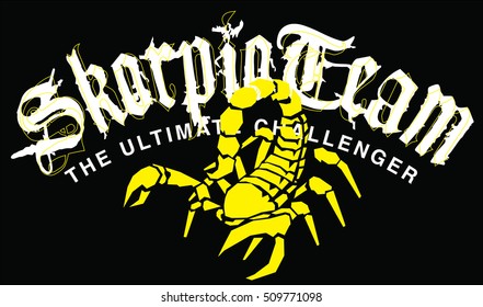 scorpion typography, t-shirt graphics, vectors