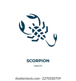 scorpion vector icon. scorpion, astrology, calendar filled icons from flat insects concept. Isolated black glyph icon, vector illustration symbol element for web design and mobile apps