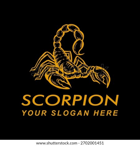 scorpion vector illustration logo silhouette in hand drawn line art on black background