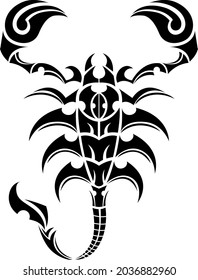 Tatuaje de zodiac del vector del escorpión simple dibujo tribal.