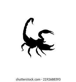 Scorpion vectorisierte schwarze Silhouette, insektenflaches Design.
