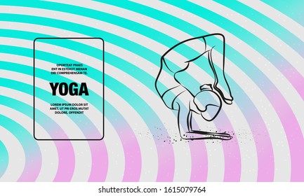 Scorpion yoga pose. Vector outline of woman practices yoga illustration.