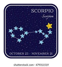 Scorpion zodiac constellation in square frame