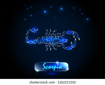 Scorpion. Zodiac symbol on a background of the starry sky. Signs of the zodiac, astrology.