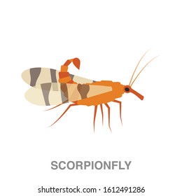Scorpionfly flat icon on white transparent background. You can be used scorpionfly  icon for several purposes.