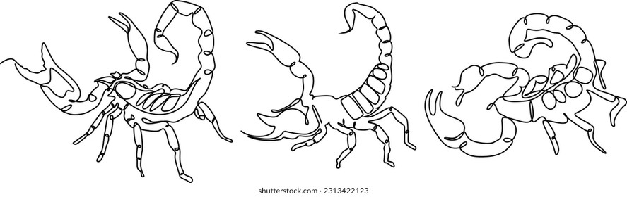 scorpions continuous line set illustration