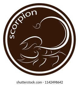 scorpions line drawing on brown background, design for decorative icon and logo,  Vector illustration