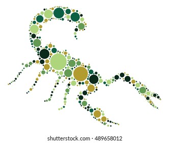 Scorpions shape vector design by color point
