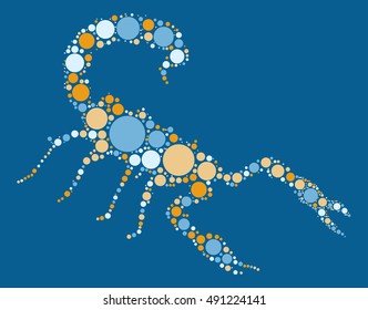 Scorpions shape vector design by color point
