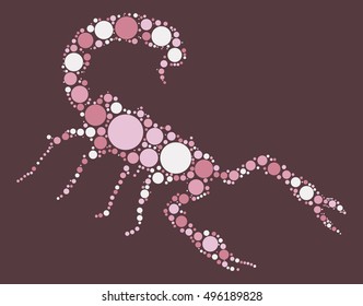 Scorpions shape vector design by color point
