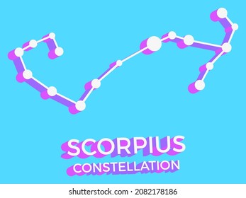 Scorpius constellation 3d symbol. Constellation icon in isometric style on blue background. Cluster of stars and galaxies. Vector illustration