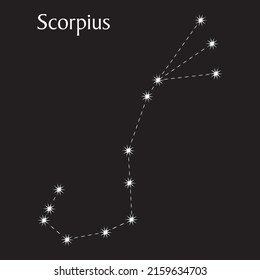 Scorpius constellation on black background.