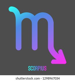 Scorpius zodiac sign icon with liquid,fluid pink turquoise on dark background. Star signs for astrology horoscope. stylized symbols. Vector illustration.