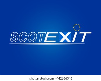 scot exit text and exit text that comes with Scotland flag and european sign on blue shade background.