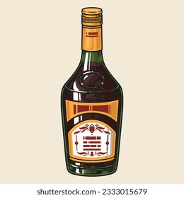Scotch beverage vintage sticker colorful whiskey from Scotland in bottles with yellow label for advertising liquor store vector illustration