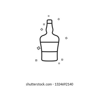 Scotch bottle line icon. Brandy alcohol sign. Geometric shapes. Random cross elements. Linear Scotch bottle icon design. Vector