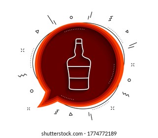 Scotch bottle line icon. Chat bubble with shadow. Brandy alcohol sign. Thin line scotch bottle icon. Vector